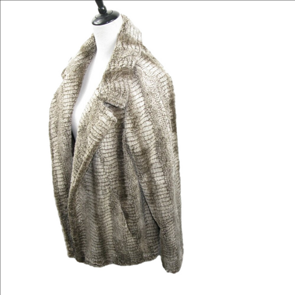 Karen Kane White/Brown Faux Fur Lined Blazer/Jacket Size Medium - Picture 3 of 6